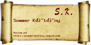 Sommer Kötöny névjegykártya